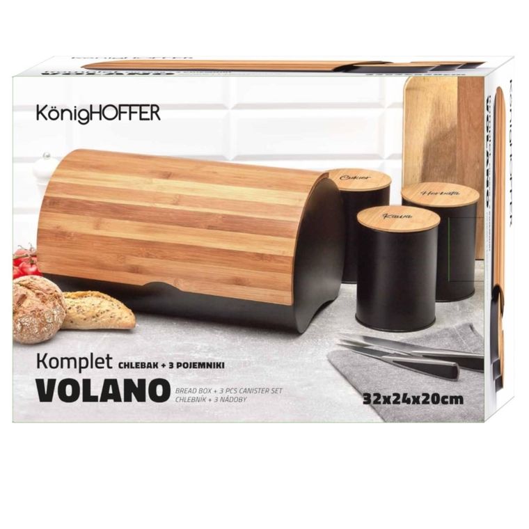 Könighoffer, Volano, chlebak metalowy z 3 pojemnikami, czarny