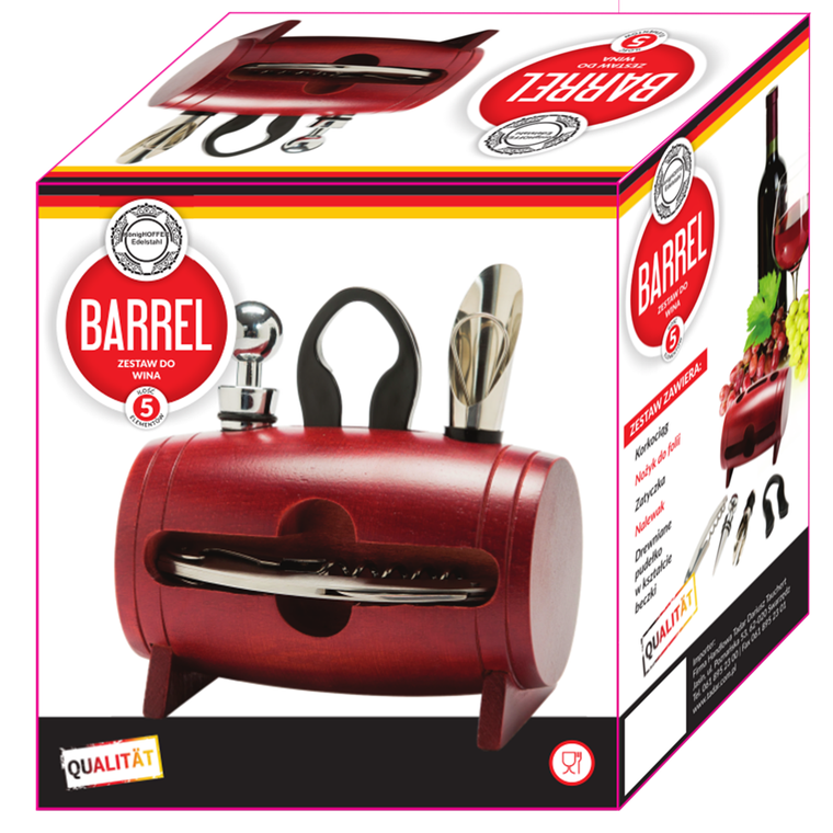 Könighoffer, zestaw do wina w drewnianym pudełku, 5 elementów