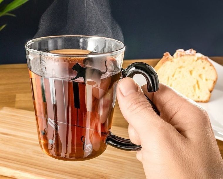 Kocia szklanka z ogonkiem, czarny