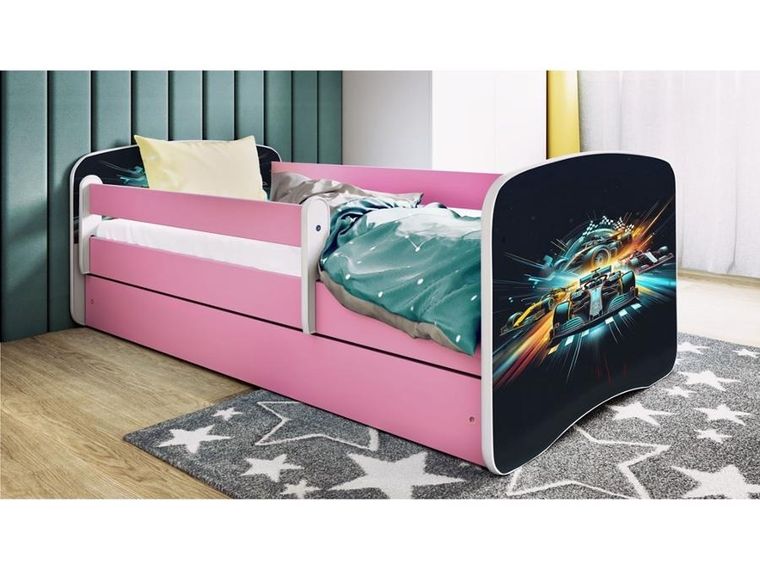 Kocot Kids, Babydreams, łóżko z materacem, różowe, wyścig, 80-180 cm