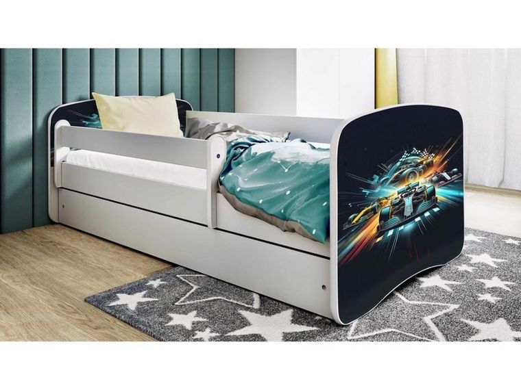 Kocot Kids, Babydreams, łóżko z szufladą, białe, wyścig, 70-140 cm