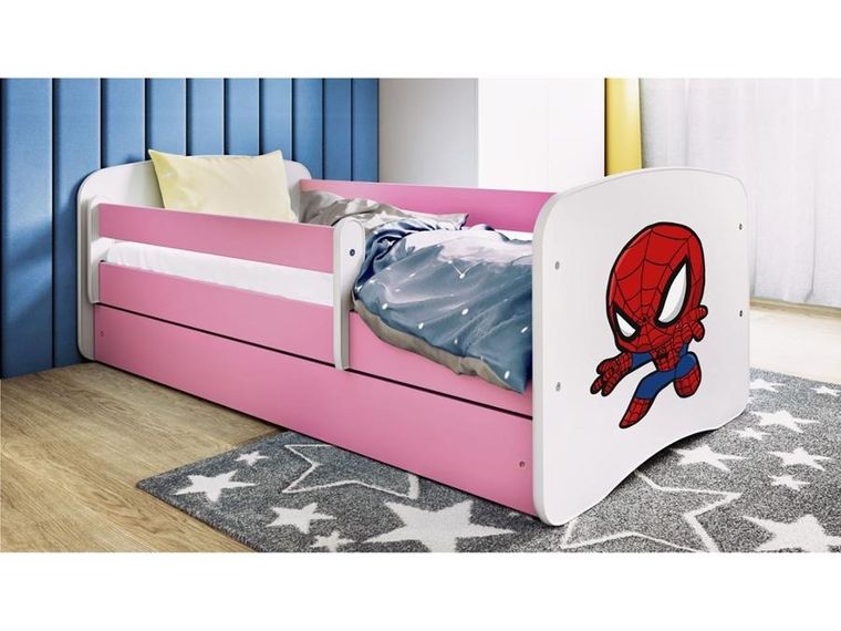 Kocot Kids, Babydreams, łóżko z szufladą i materacem, różowe, superbohater, 70-140 cm