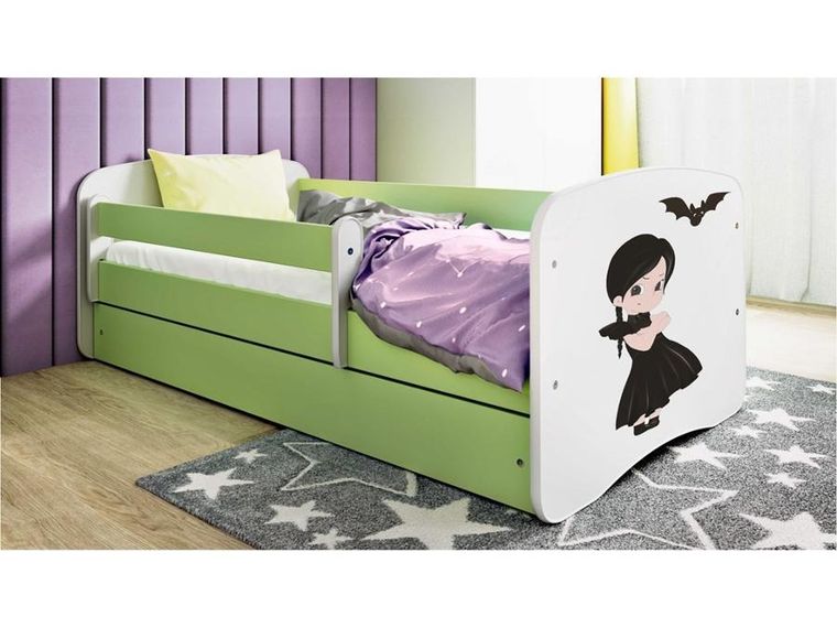 Kocot Kids, Babydreams, łóżko z szufladą, zielone, magiczna uczennica, 80-180 cm