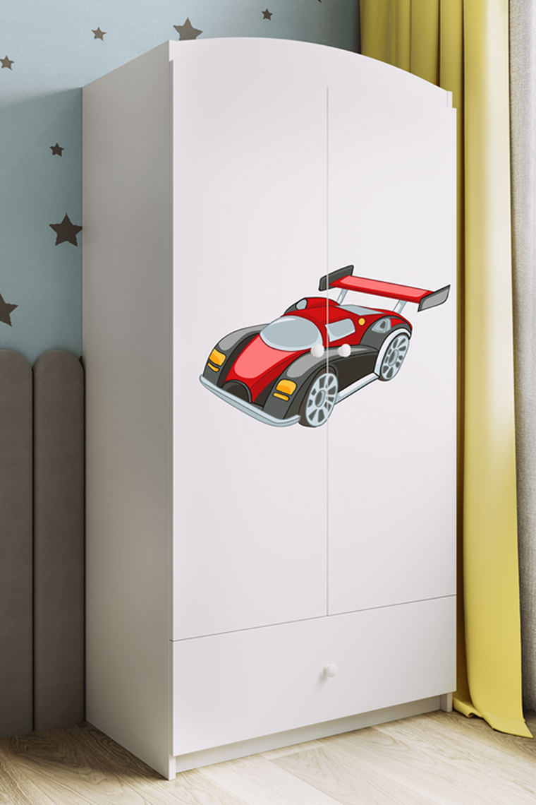 Kocot Kids, Babydreams, szafa, biała, auto wyścigowe, 181.2-52-90 cm
