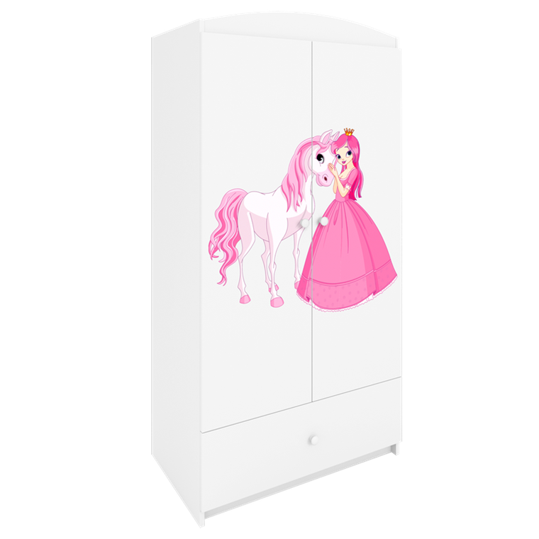Kocot Kids, Babydreams, szafa, biała, księżniczka konik, 181.2-52-90 cm