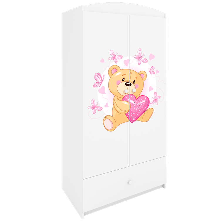 Kocot Kids, Babydreams, szafa, biała, miś motylki, 181.2-52-90 cm