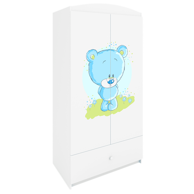 Kocot Kids, Babydreams, szafa, biała, niebieski miś, 181.2-52-90 cm