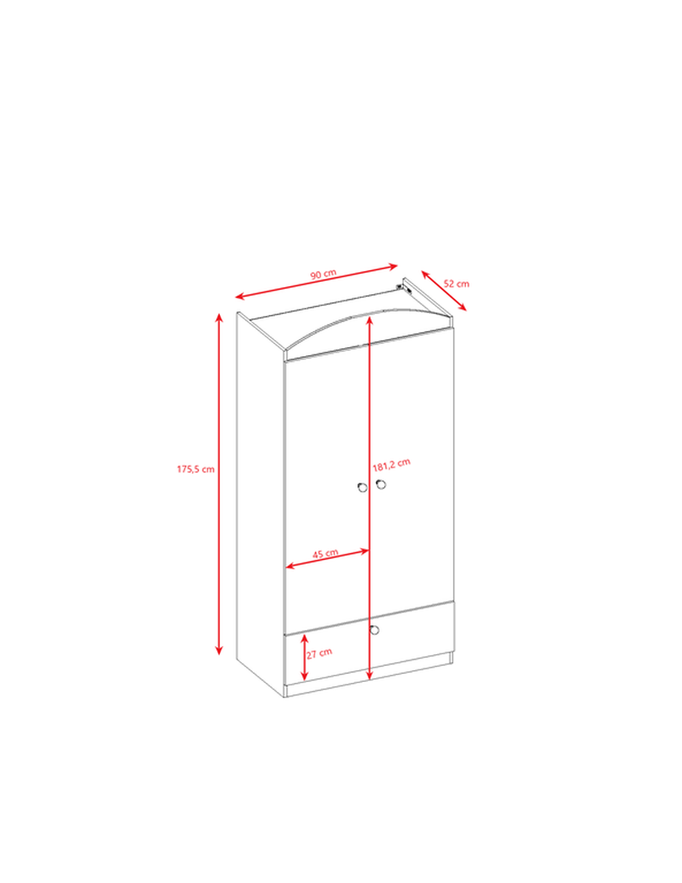 Kocot Kids, Babydreams, szafa, biała, ZOO, 181.2-52-90 cm