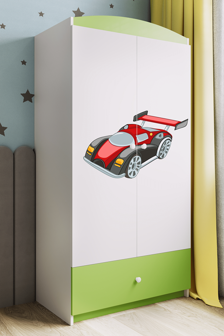 Kocot Kids, Babydreams, szafa, zielona, auto wyścigowe, 181.2-52-90 cm