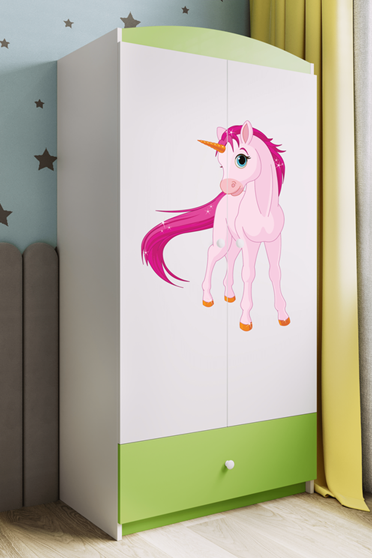 Kocot Kids, Babydreams, szafa, zielona, jednorożec, 181.2-52-90 cm