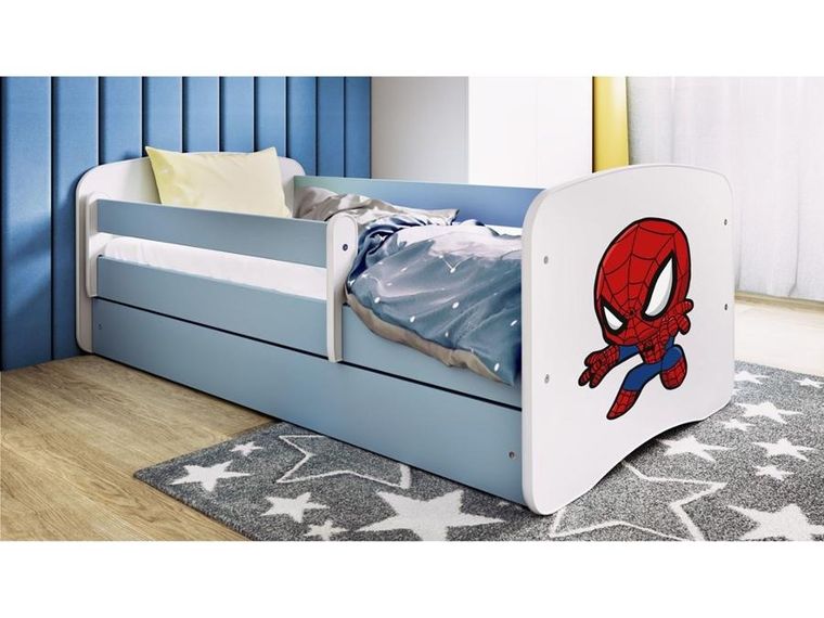 Kocot Kids, Spider-Man, Babydreams, łóżko z szufladą i materacem, niebieskie, 80-180 cm