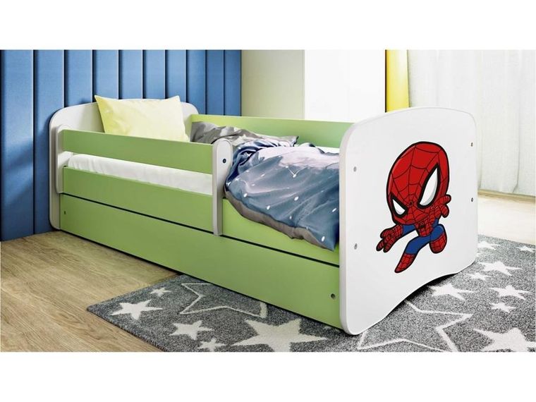 Kocot Kids, Spider-Man, Babydreams, łóżko z szufladą i materacem, zielone, 70-140 cm