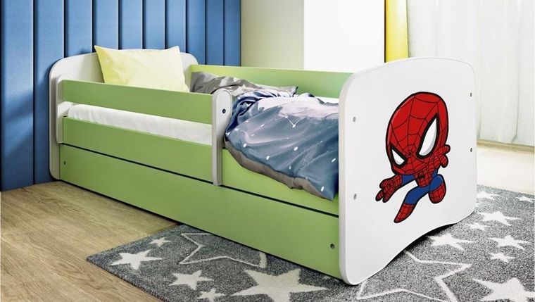 Kocot Kids, Spider-Man, Babydreams, łóżko z szufladą i materacem, zielone, 80-180 cm
