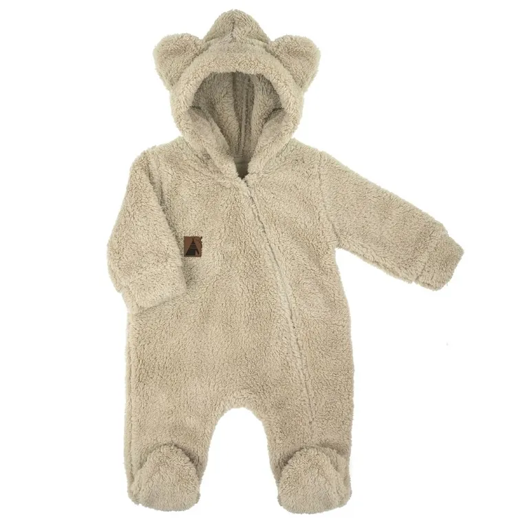 Kombinezon przejściowy chłopięcy z kapturem, ocieplany, beżowy, Nicol