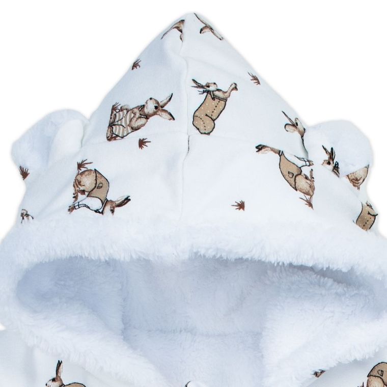 Kombinezon przejściowy chłopięcy z kapturem, ocieplany, biały, Nicol