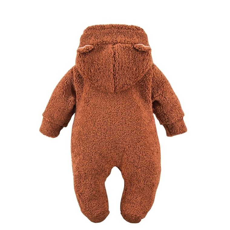 Kombinezon przejściowy chłopięcy z kapturem, ocieplany, brązowy, Eevi
