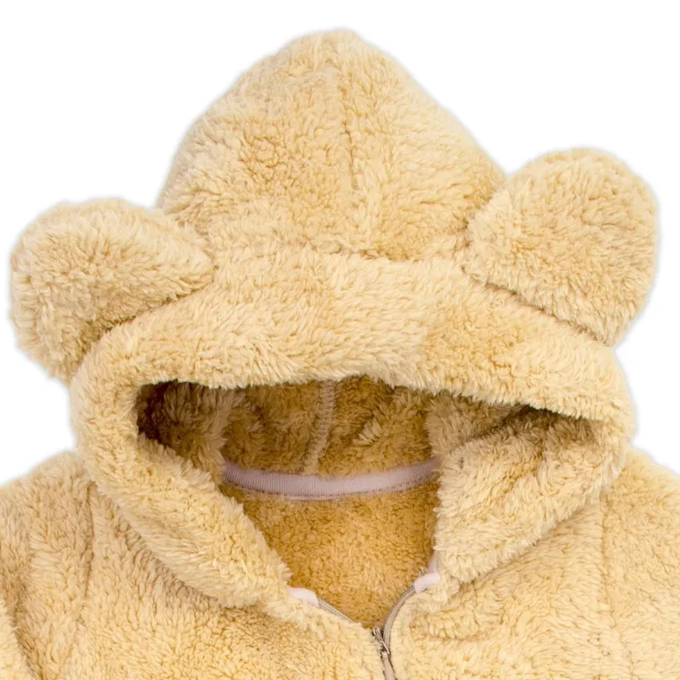 Kombinezon przejściowy chłopięcy z kapturem, ocieplany, brązowy, Nicol