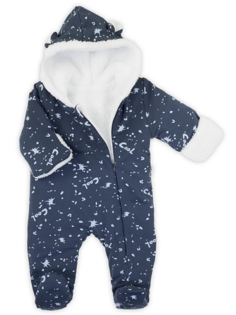 Kombinezon przejściowy chłopięcy z kapturem, ocieplany, granatowy, Cool, Nicol