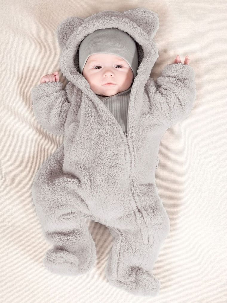 Kombinezon przejściowy chłopięcy z kapturem, ocieplany, szary, Nicol