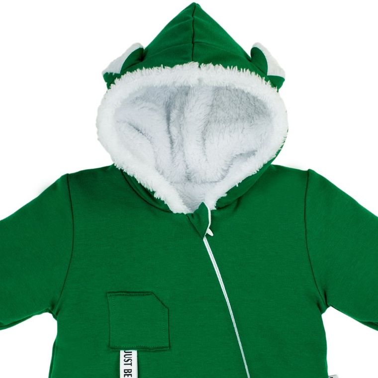 Kombinezon przejściowy chłopięcy z kapturem, ocieplany, zielony, Nicol