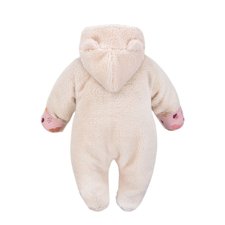 Kombinezon przejściowy dziewczęcy z kapturem, ocieplany, ecru, Eevi