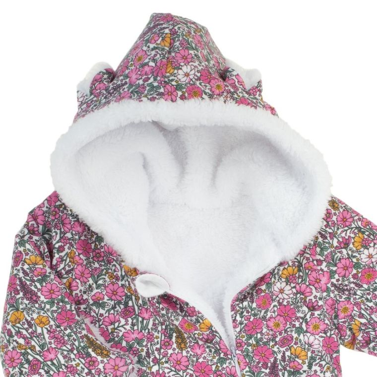 Kombinezon przejściowy dziewczęcy z kapturem, ocieplany, różowy, Nicol