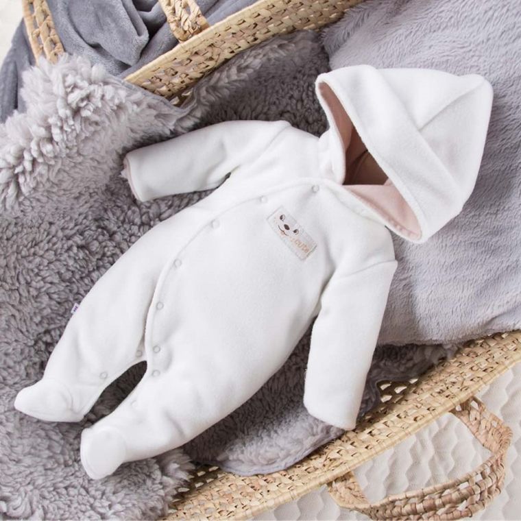 Kombinezon przejściowy niemowlęcy z kapturem, ecru, Eevi