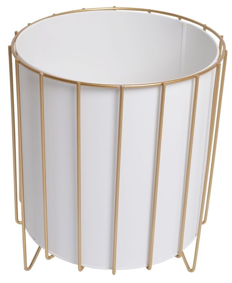 Komplet 3 doniczek białych z metalowym stelażem