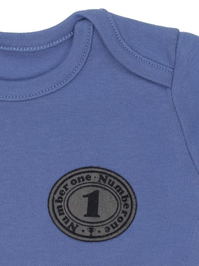 Komplet chłopięcy, Body z długim rękawem, Spodnie dresowe, niebieski, Nicol