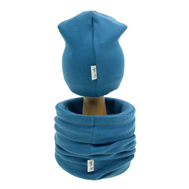 Komplet chłopięcy, Czapka, Komin, niebieski, Nicol