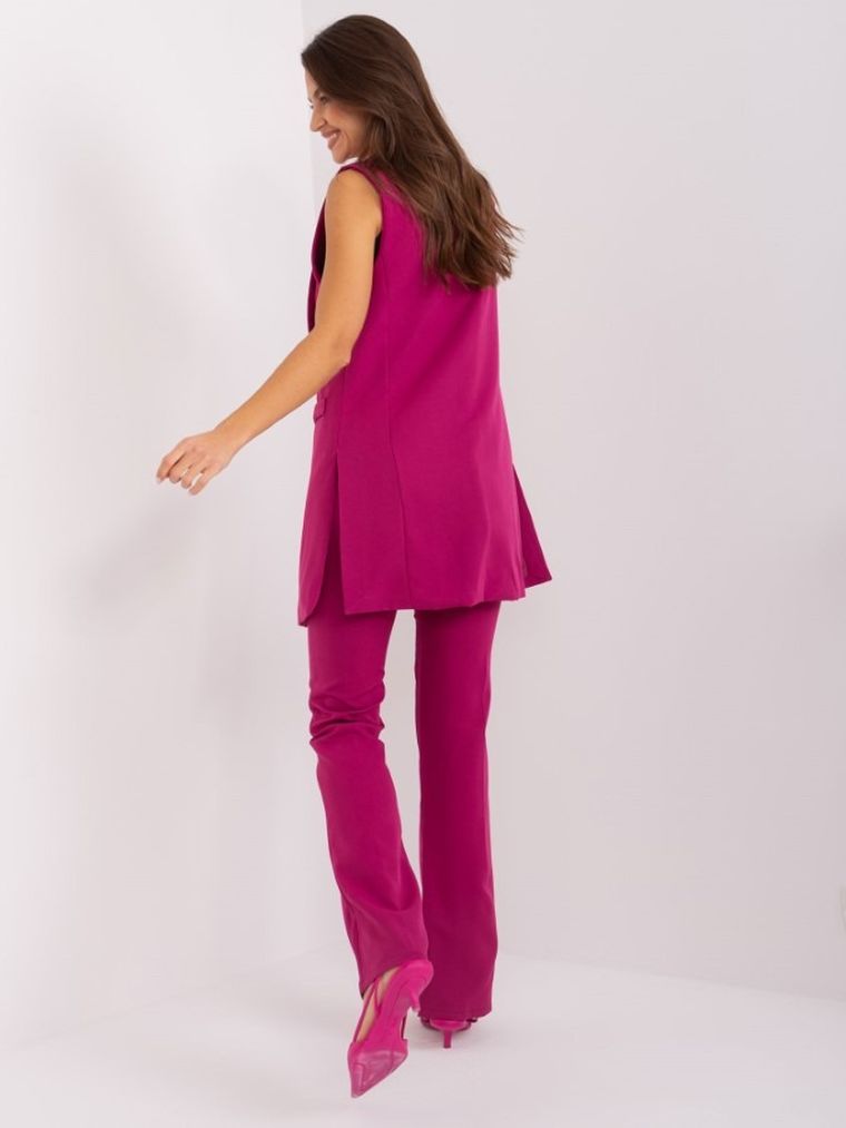 Komplet damski, Kamizelka, Spodnie materiałowe, różowy, Italy Moda