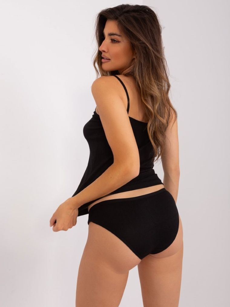 Komplet damski, Podkoszulek, Majtki figi, czarny, Berrak