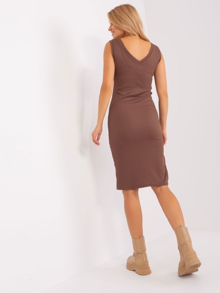 Komplet damski, Sukienka, Sweter, brązowy, Rue Paris