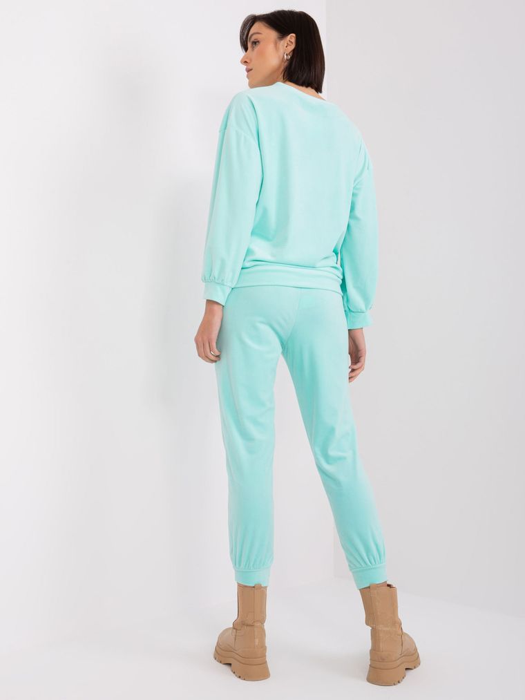 Komplet damski, welurowy, niebieski, Italy Moda