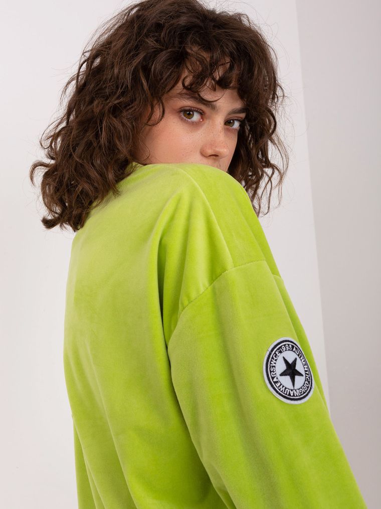 Komplet damski, welurowy, zielony, Italy Moda