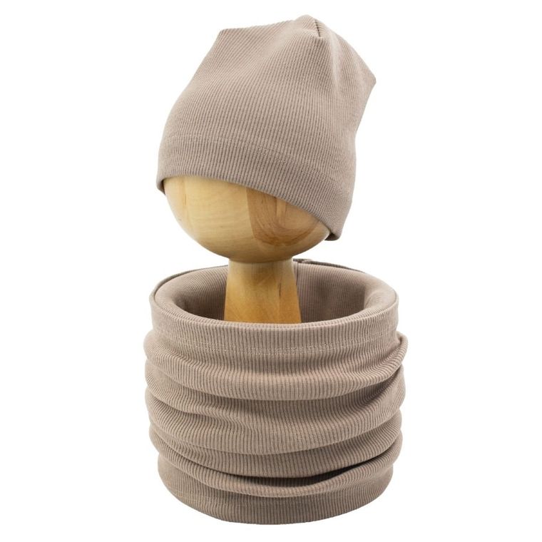 Komplet dziecięcy, Czapka, Komin, brązowy, Nicol