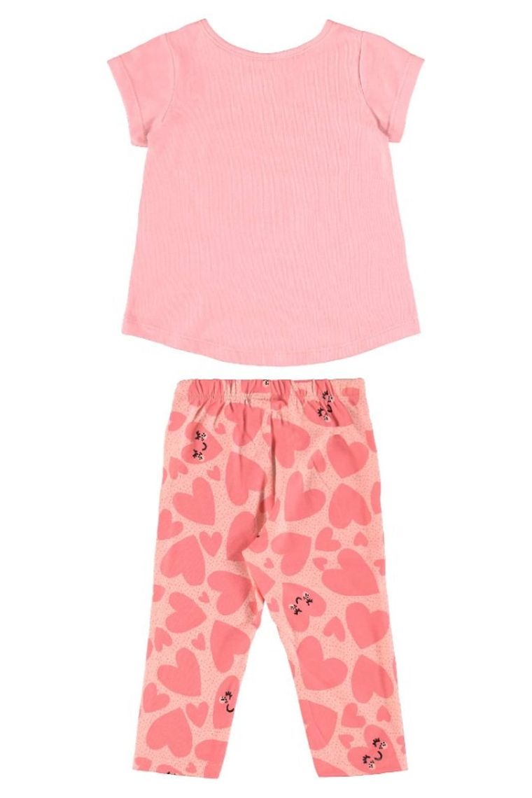Komplet dziewczęcy, Bluzka z krótkim rękawem, Legginsy, różowy, Quimby