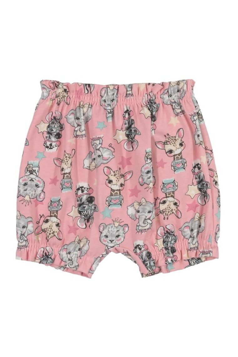 Komplet dziewczęcy, Body z krótkim rękawem, Szorty, biało-różowy, Quimby