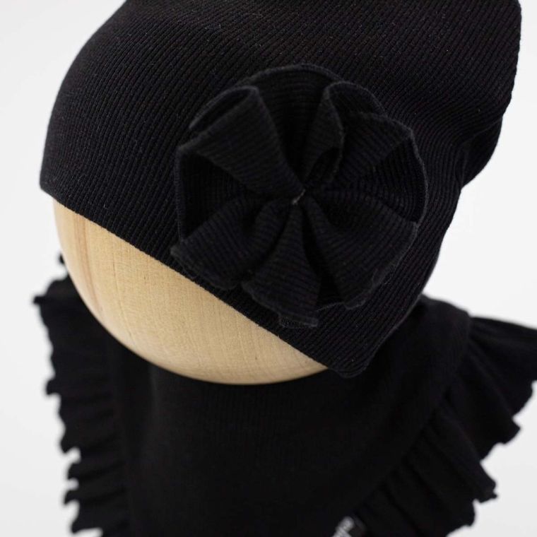 Komplet dziewczęcy, Czapka, Apaszka, czarny, Nicol