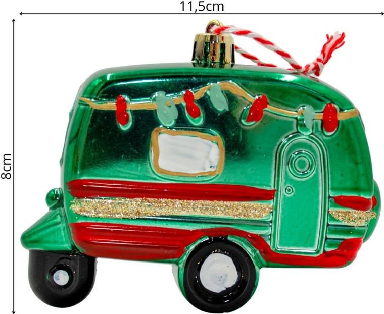 Koopman, bombka choinkowa, przyczepa kempingowa, zielona