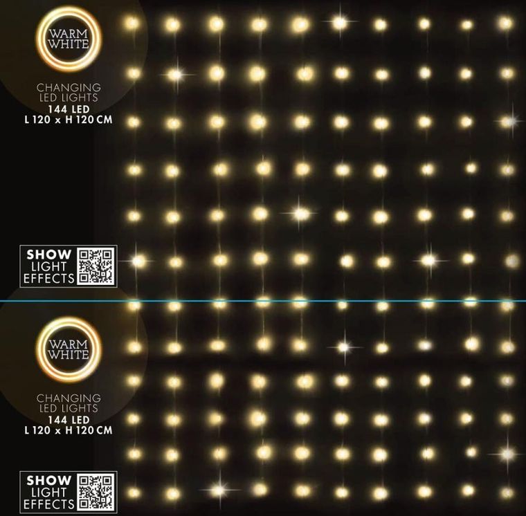 Koopman, lampki choinkowe, kurtyna świetlna, z pilotem, zew/wew, 144 LED, 120-120 cm