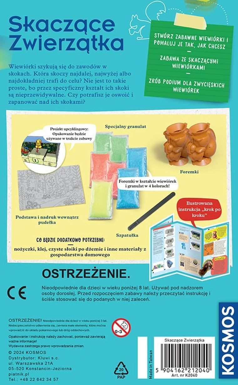 Kosmos, Skaczące Zwierzątka, stwórz figurki, zestaw kreatywny