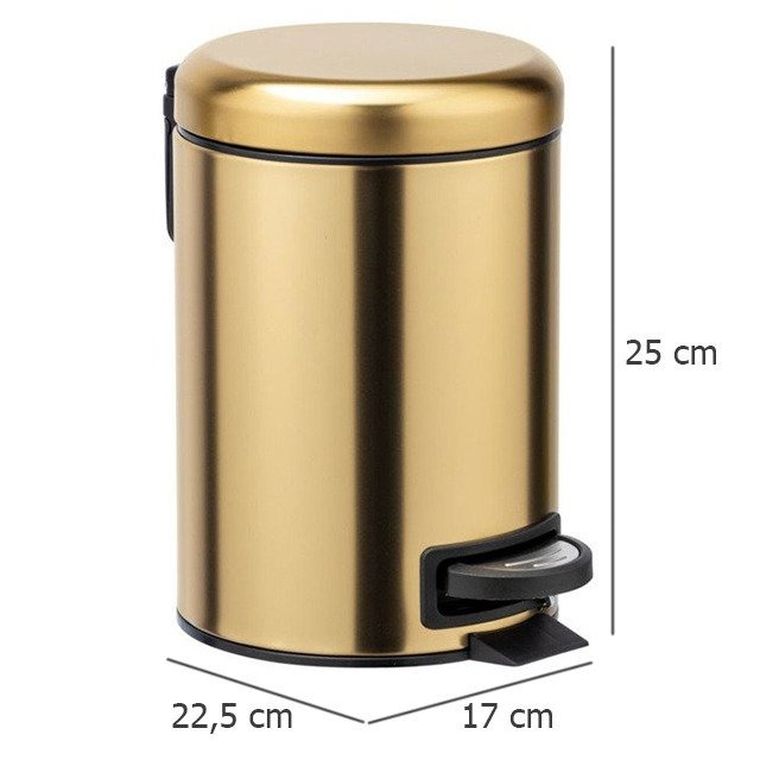 Kosz łazienkowy, Leman, złoty matowy, 3 l