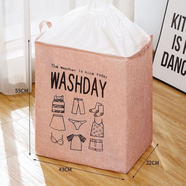 Kosz na pranie, pojemnik na bieliznę, różowy