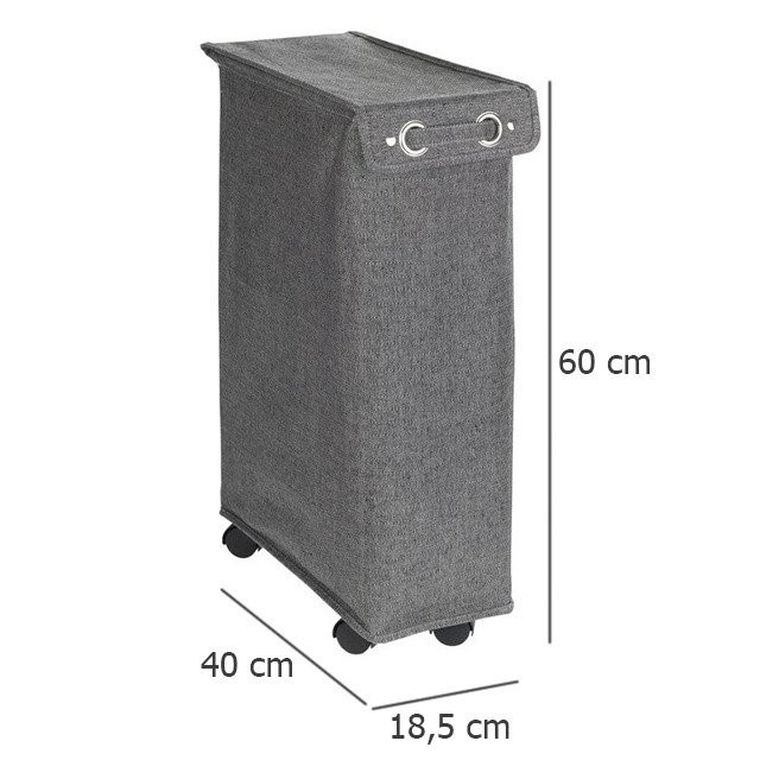 Kosz na pranie z pokrywą i kółkami, 43 l, 60-18.5-40 cm