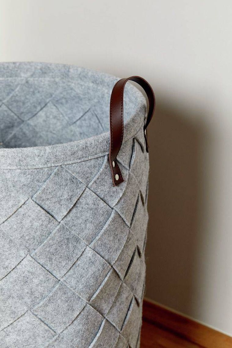 Kosz na pranie z uchwytami, Trovo, szary