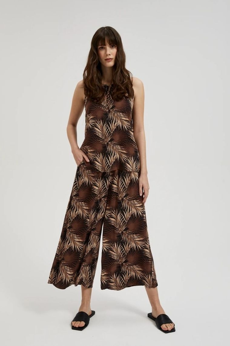 Koszula damska bez rękawów, brązowa, Moodo