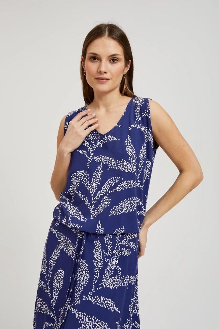 Koszula damska bez rękawów, granatowa, Moodo