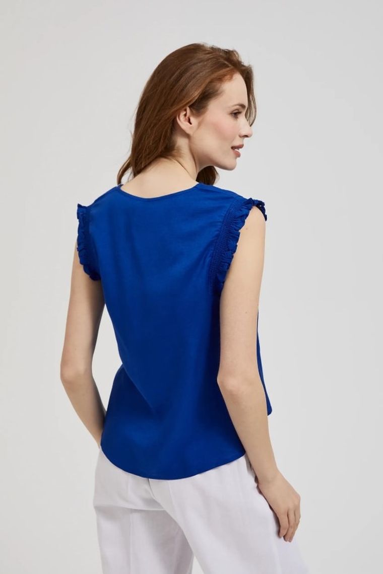 Koszula damska bez rękawów, granatowa, Moodo