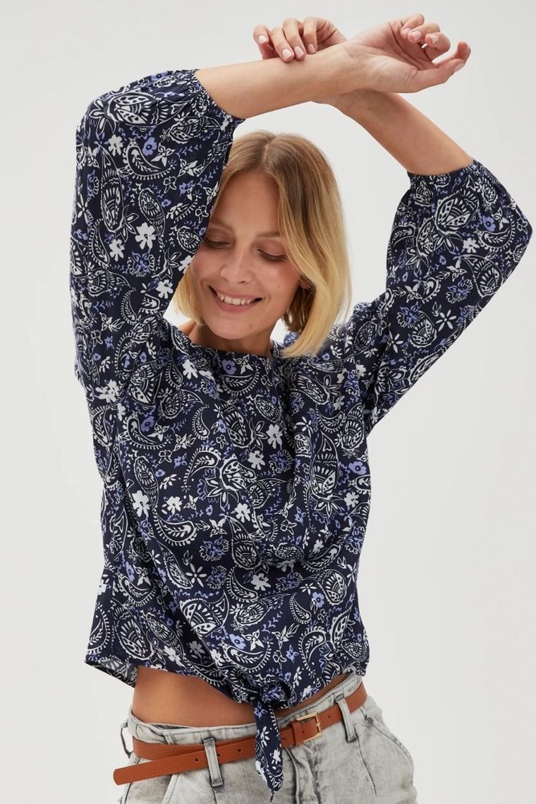 Koszula damska, granatowa, Moodo